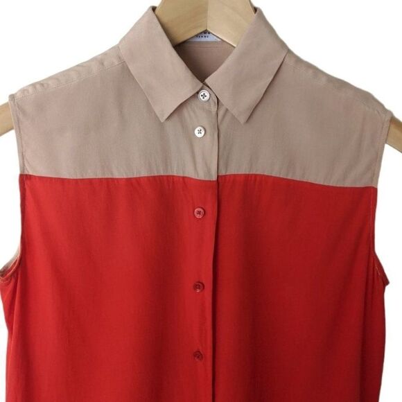Equipment Diem Silk Sleeveless Colourblock Button Down Blouse - Picture 4 of 4